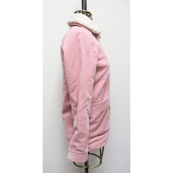 Sezane Will Pink Corduroy Shearling Faux Sheepskin Collar Work Jacket Size XXS - Picture 4 of 6